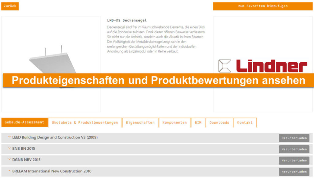 Building Material Scout liefert Informationen zu den Produkteigenschaften und den Produktbewertungen auf einen Blick.