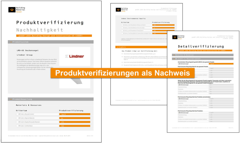 Building Material Scout hilft Ihnen als Produkthersteller bei der Zertifizierung Ihrer Produkte. Sie erhalten einen Nachweis.