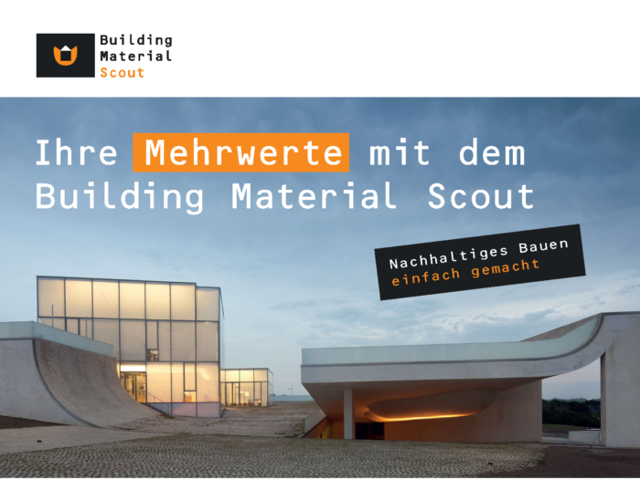 Flyer mit Kennzahlen des Building Material Scout.